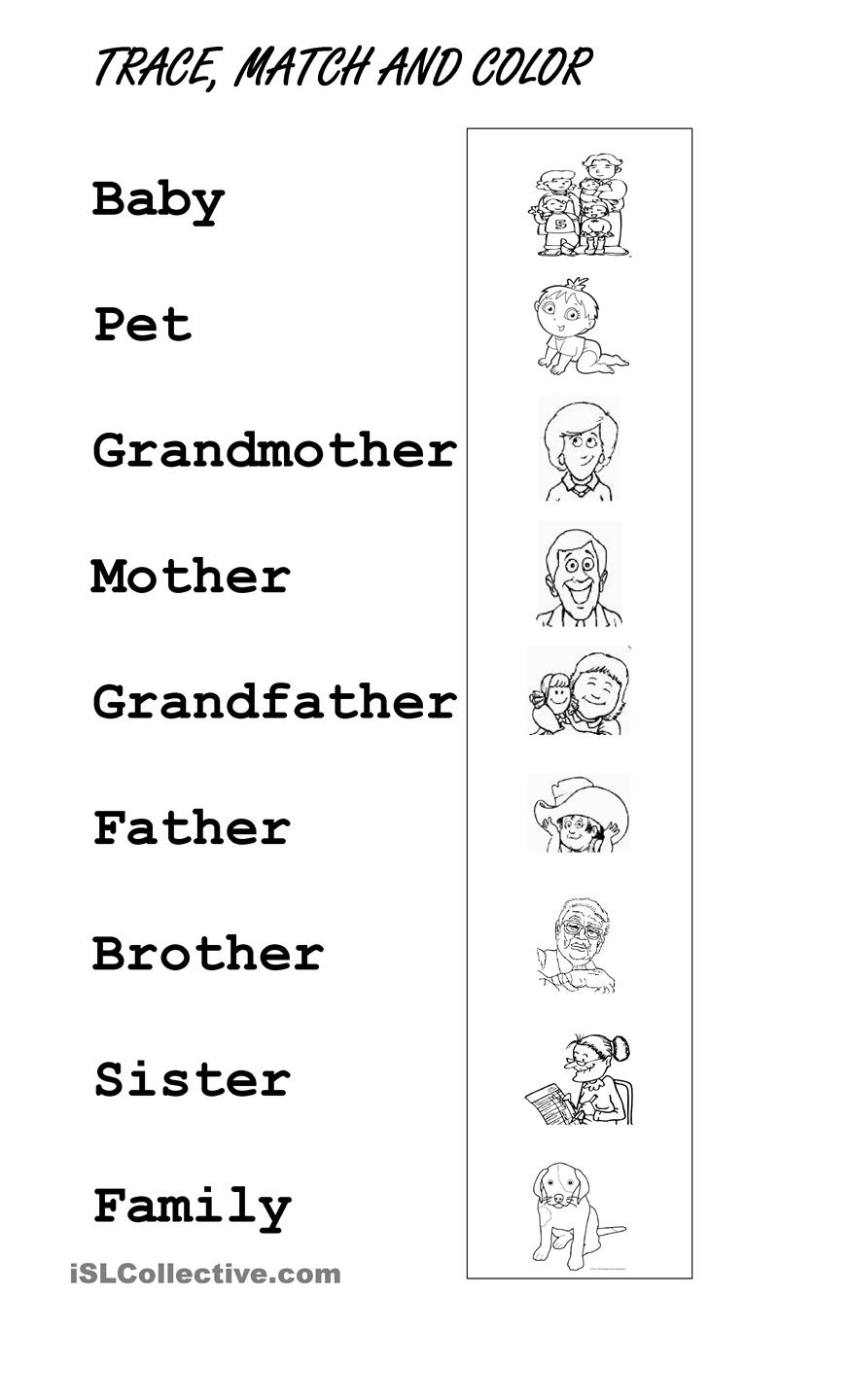 Family Members Preschool â Worksheets Samples